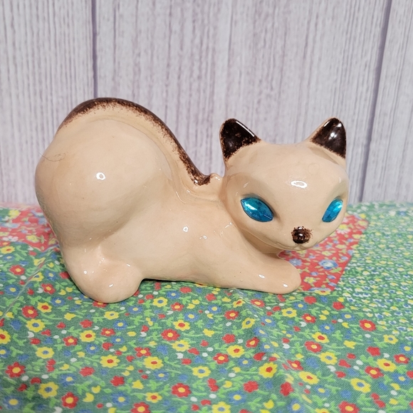 Roseland Other - Vintage MCM 60s Roseland Siamese Kitty Cat with Blue Gem Eyes